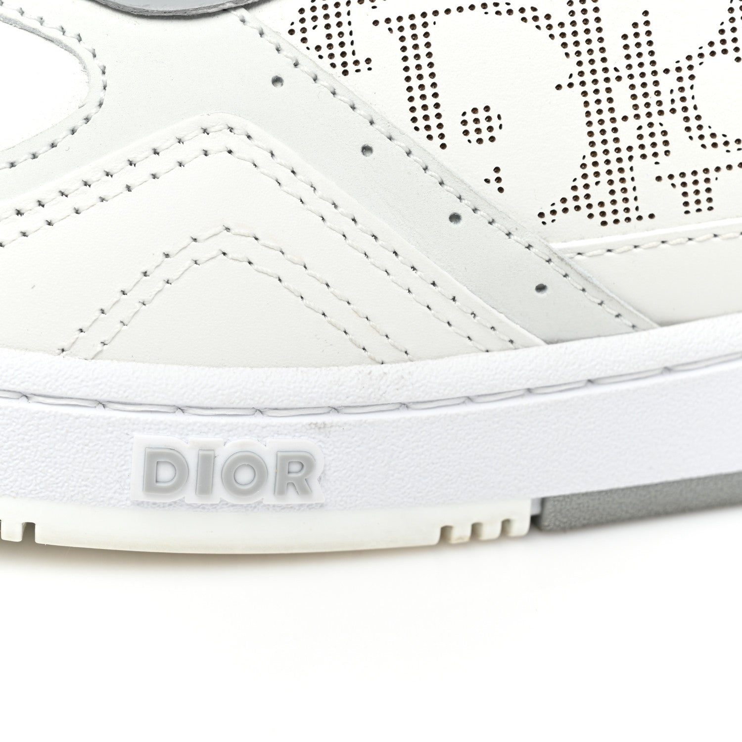 Christian Dior Smooth Calfskin Oblique Galaxy Perforated Mens B27 Low Top Sneakers 39 White Grey 10 of 13