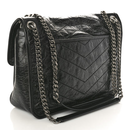 Saint Laurent Crinkled Calfskin Matelasse Monogram Medium Niki Chain Satchel Black 3 of 10