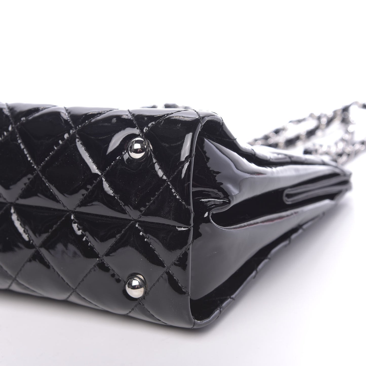 Patent Quilted Timeless CC Shopping Tote Black