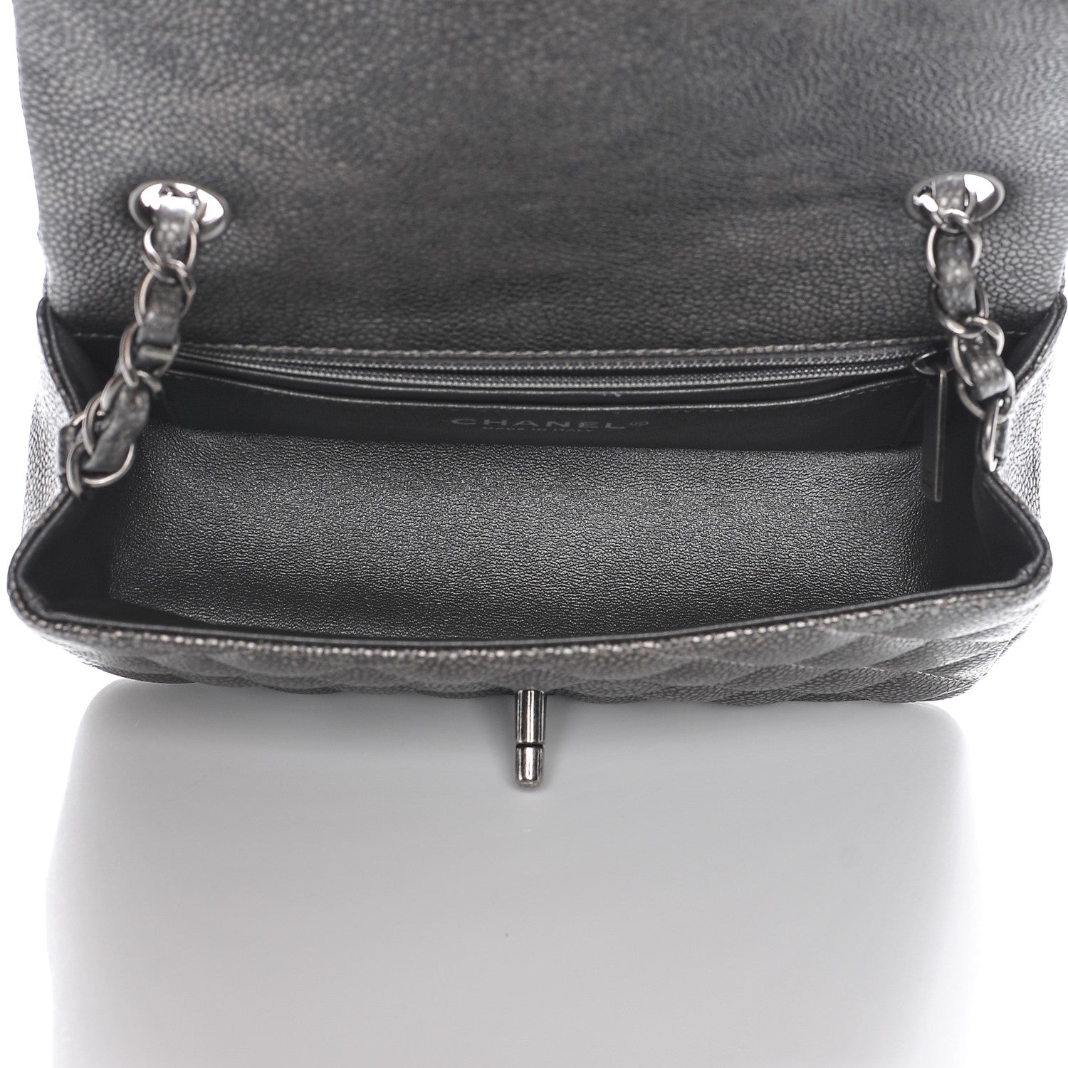 Chanel Metallic Caviar Quilted Mini Rectangular Flap Dark Silver 5 of 8