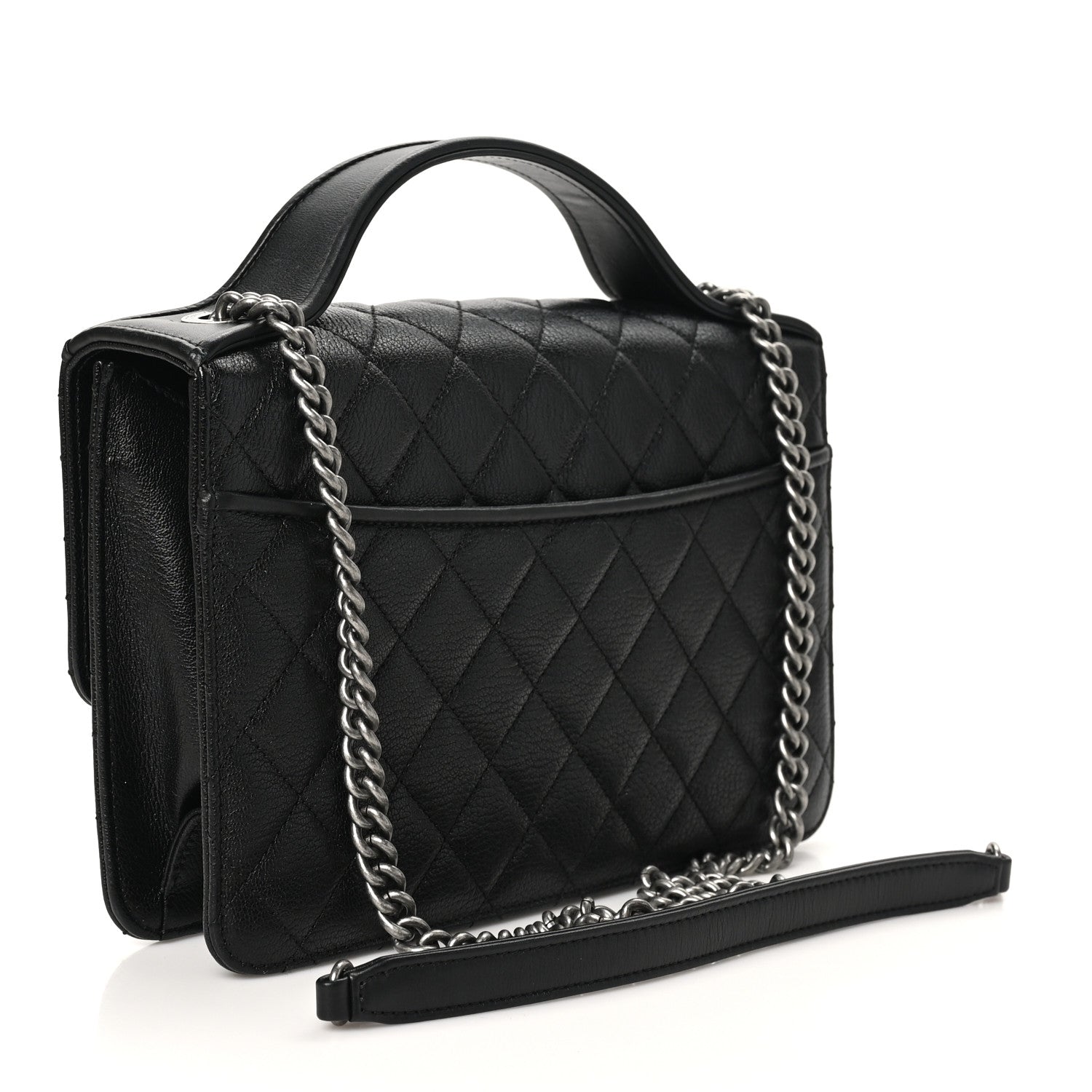 Chanel Goatskin Quilted Small CC University Top Handle Flap Black 3 of 10