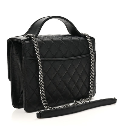 Chanel Goatskin Quilted Small CC University Top Handle Flap Black 3 of 10