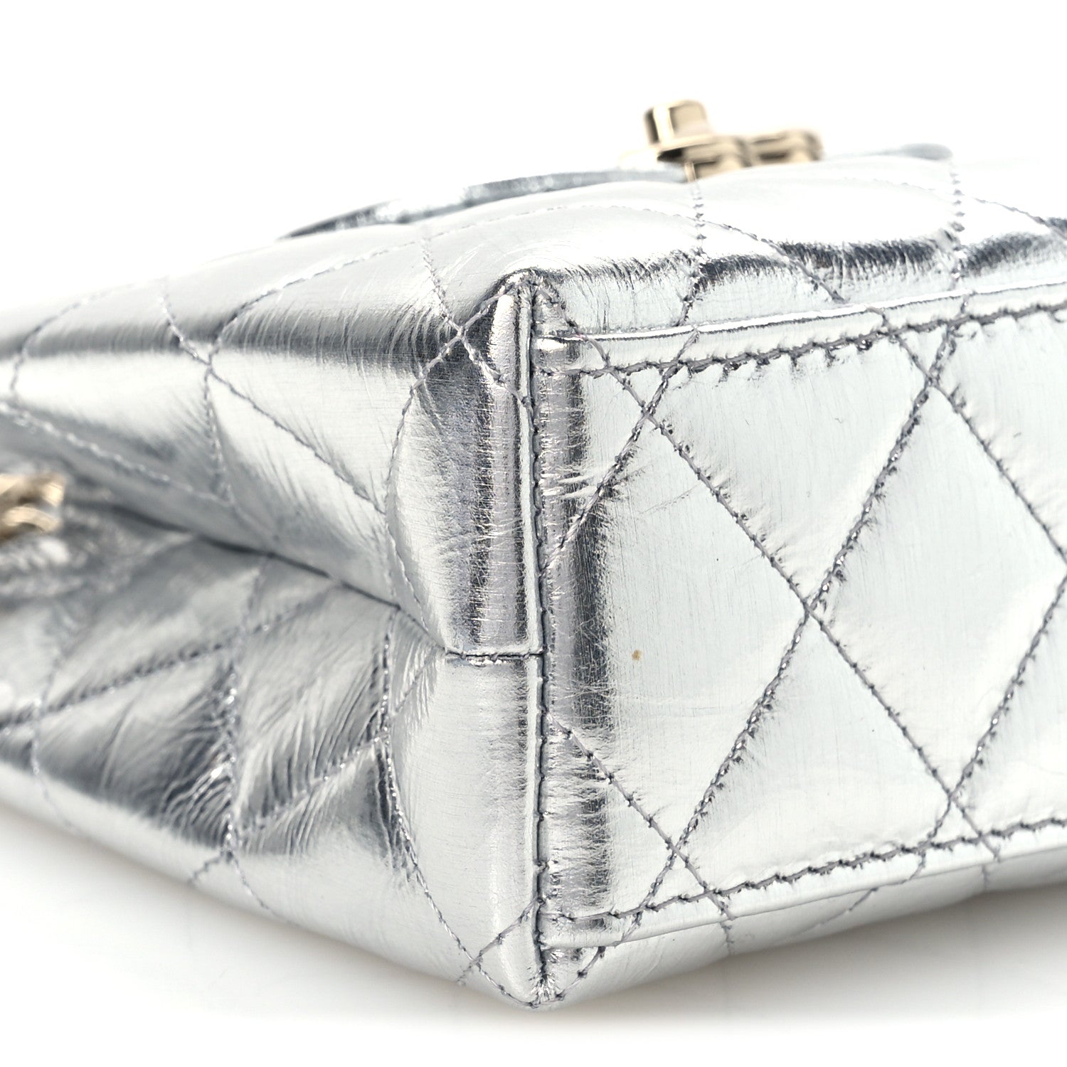 Chanel Metallic Aged Calfskin Quilted Nano Kelly Shopper Silvery 8 of 10