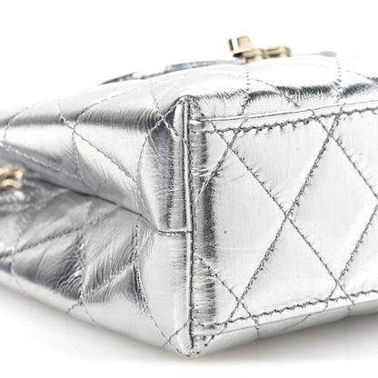 Chanel Metallic Aged Calfskin Quilted Nano Kelly Shopper Silvery 8 of 10