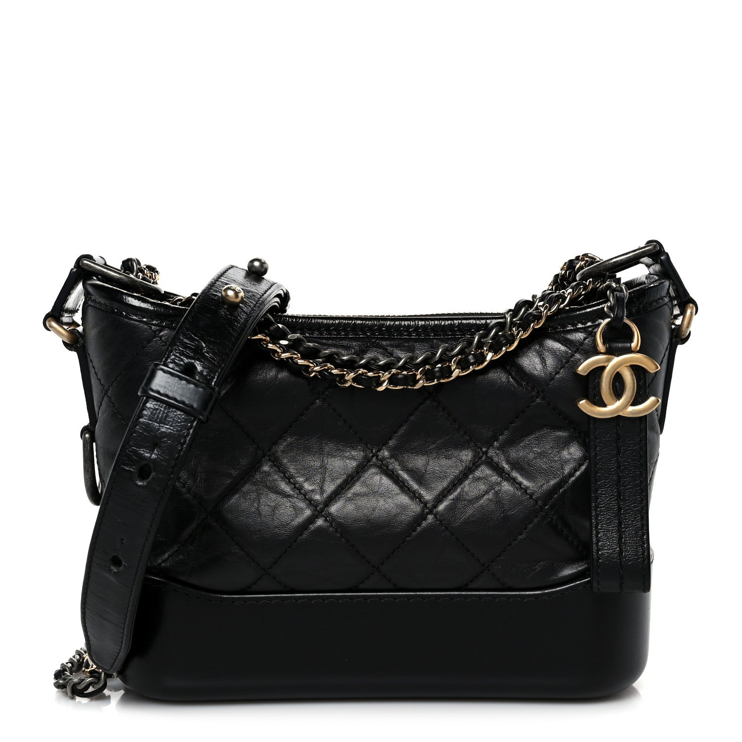 Chanel Aged Calfskin Quilted Small Gabrielle Hobo Black 1 of 10