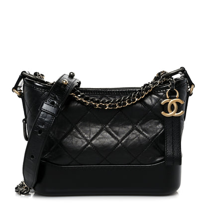 Chanel Aged Calfskin Quilted Small Gabrielle Hobo Black 1 of 10