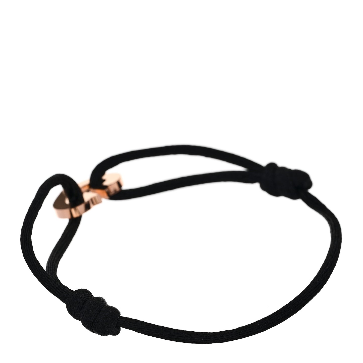 18K Pink Gold Hearts and Symbols Cord Bracelet Black