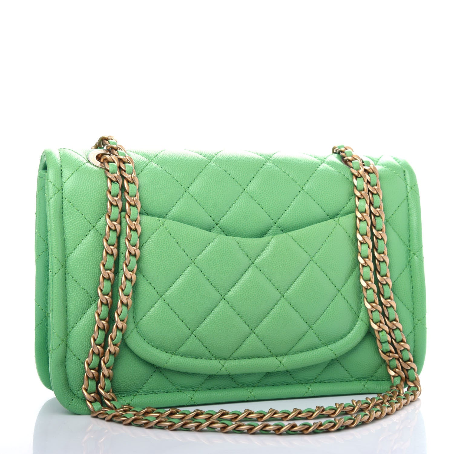 Chanel Caviar Quilted Medium Sweet Classic Flap Green 3 of 11