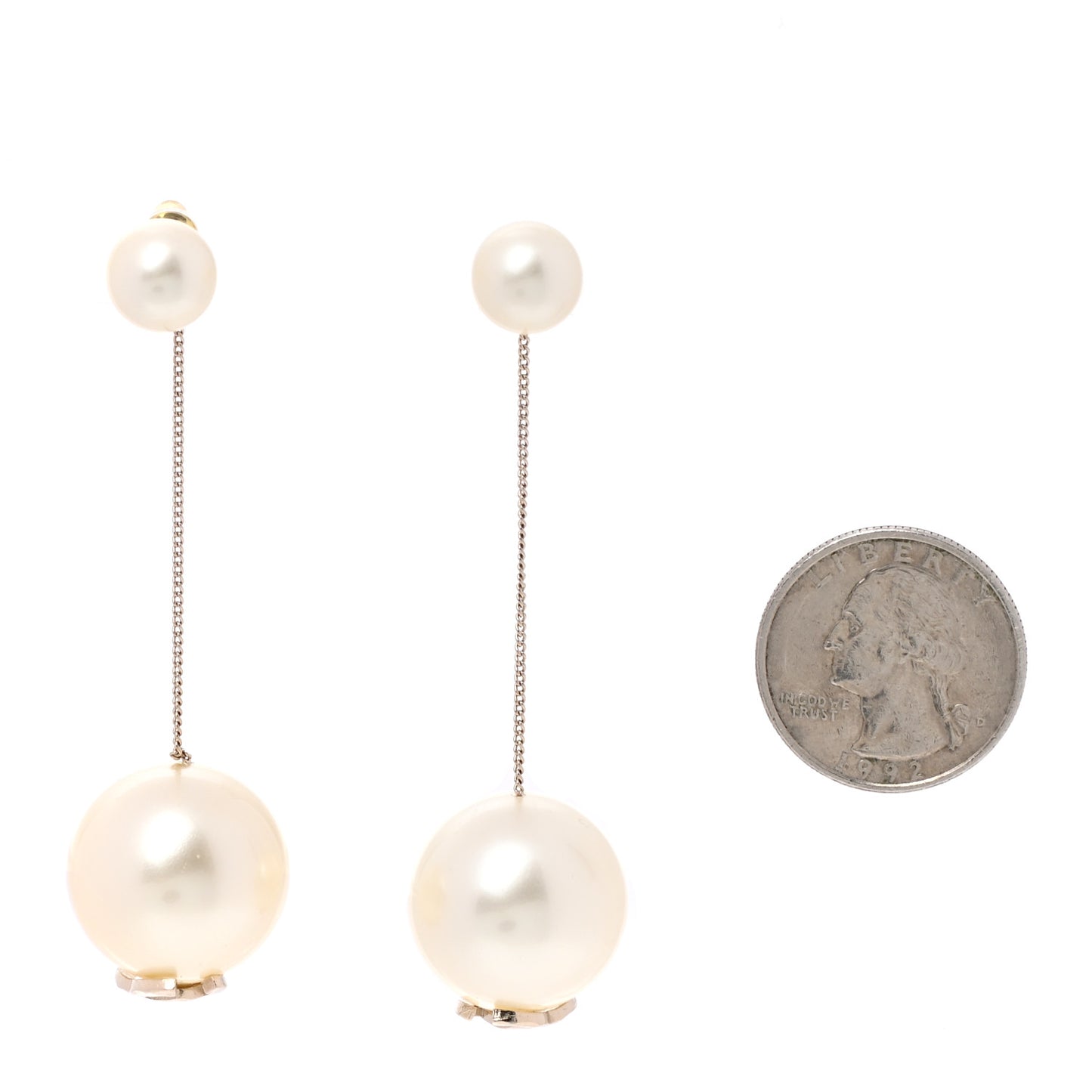 Pearl CC Drop Earrings Gold
