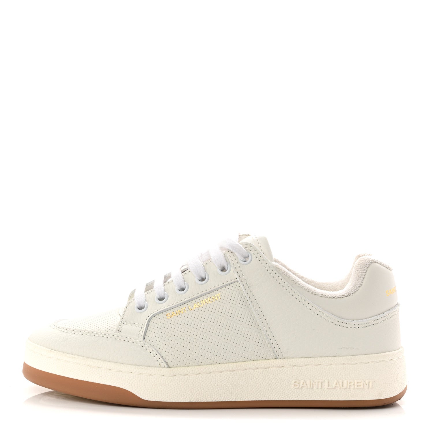 Saint Laurent Calfskin Perforated Womens Sneakers 38.5 White 1 of 9