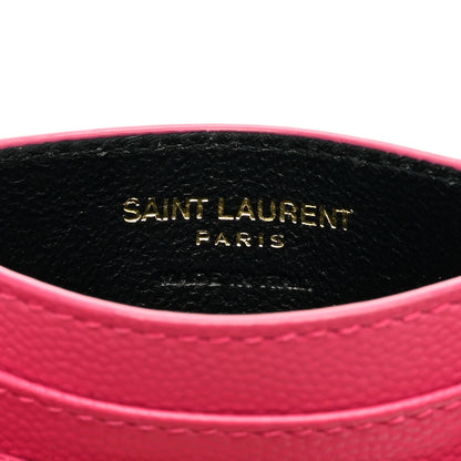 Saint Laurent Grain De Poudre Matelasse Chevron Monogram Credit Card Case Fresh Fuxia 6 of 7