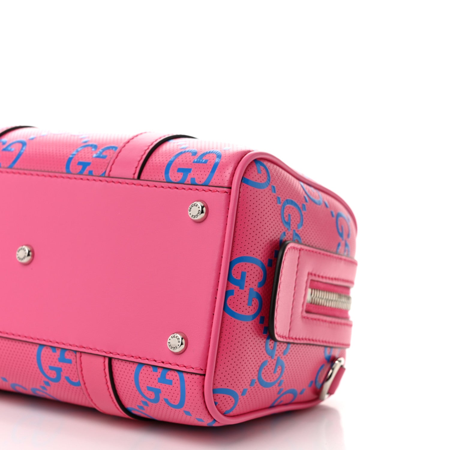 Gucci Calfskin GG Tennis Bi-Color Embossed Mini Duffle Bag Modern Fucsia Modern Blue 10 of 10