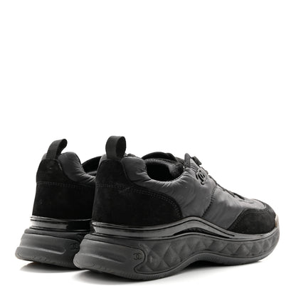 Chanel Nylon Suede Calfskin CC Sneakers 40 Black 4 of 11