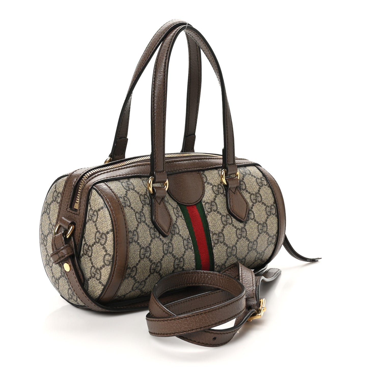 GG Supreme Monogram Web Small Ophidia Boston Bag Beige New Acero