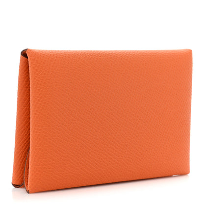 Hermes Epsom Calvi Duo Card Case Orange 3 of 11