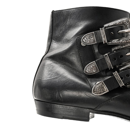 Saint Laurent Calfskin Mens Stan Buckle Ankle Boots 46 Black 11 of 13
