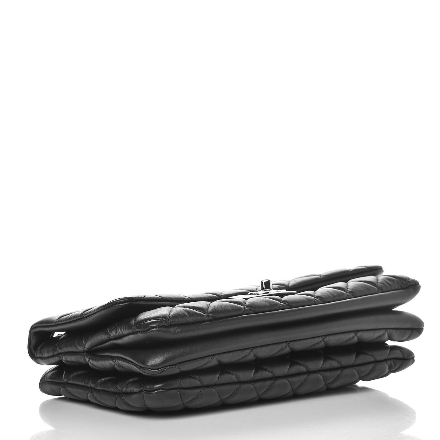 Lambskin Quilted Jumbo 3 Flap Bag Black