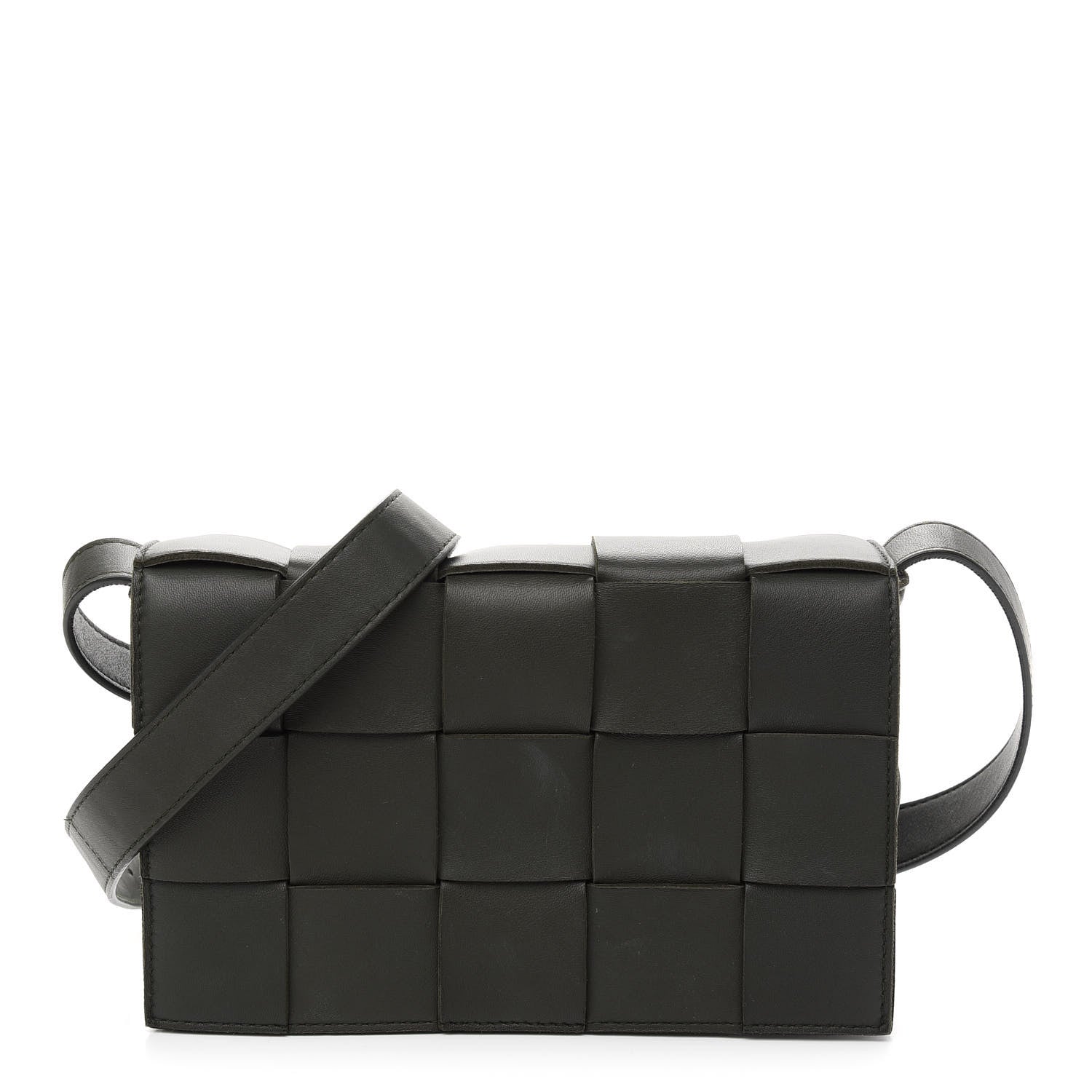 Bottega Veneta Lambskin Maxi Intrecciato Cassette Crossbody Bag Black 1 of 8