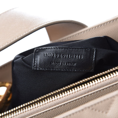 Saint Laurent Grain De Poudre Matelasse Chevron Monogram Shopping Bag Nude Powder 7 of 7