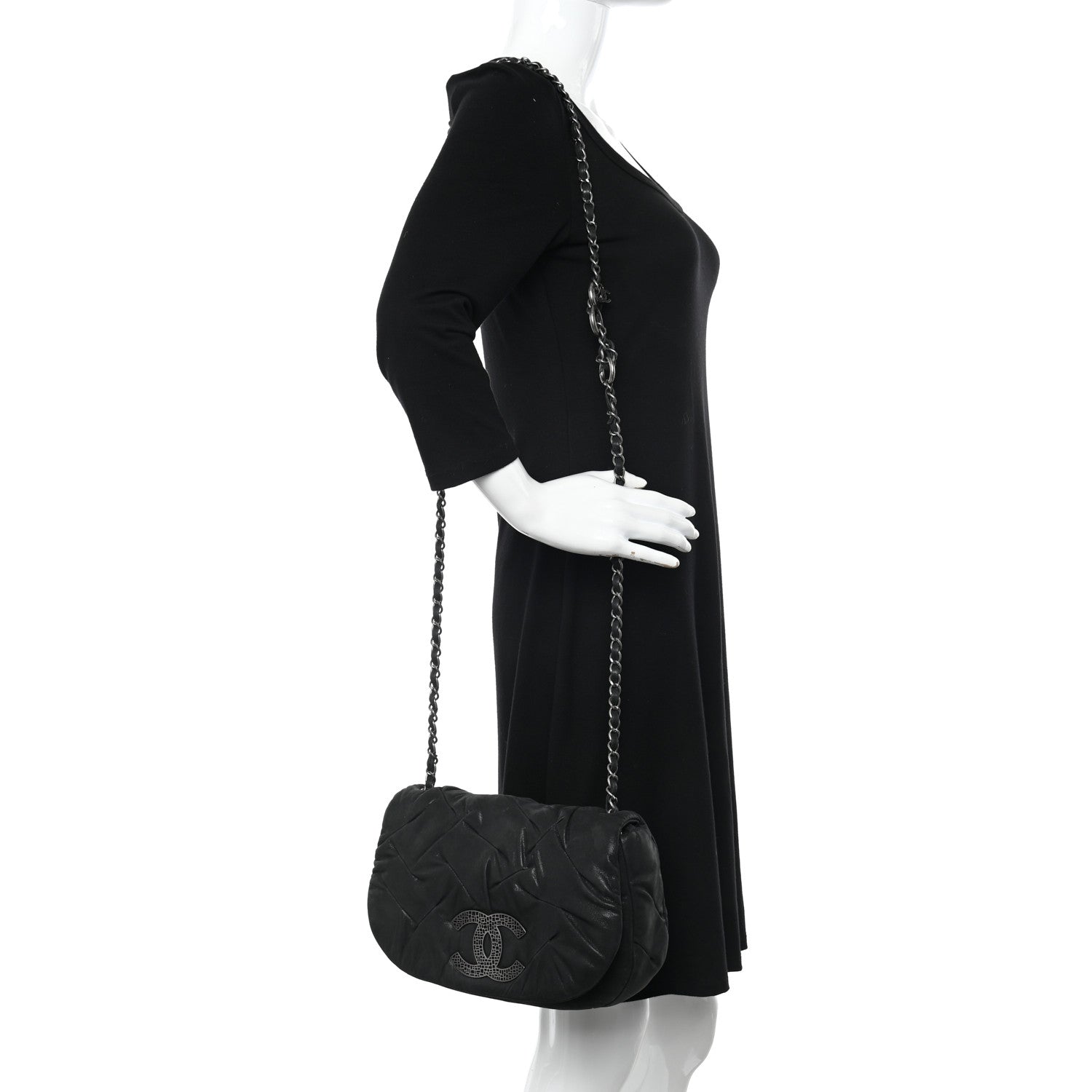 Chanel Iridescent Calfskin Glint Flap Black 2 of 12