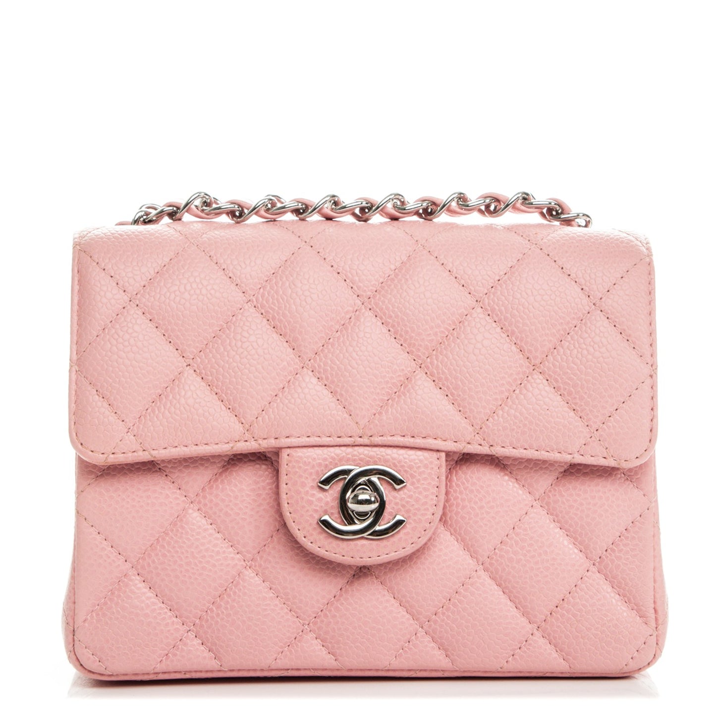 Caviar Quilted Mini Square Flap Pink
