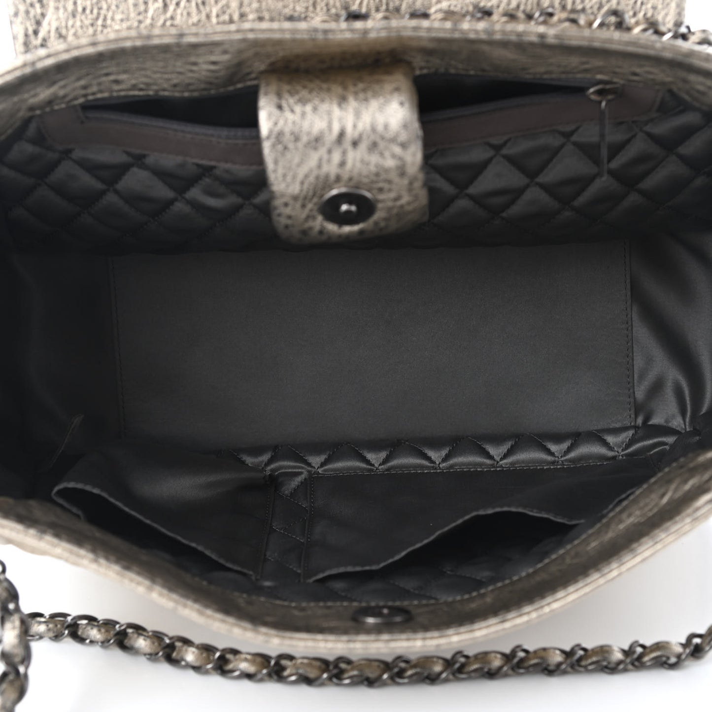 Distressed Metallic Lambskin Quilted Le Marais Ligne Flap Shoulder Bag Gold