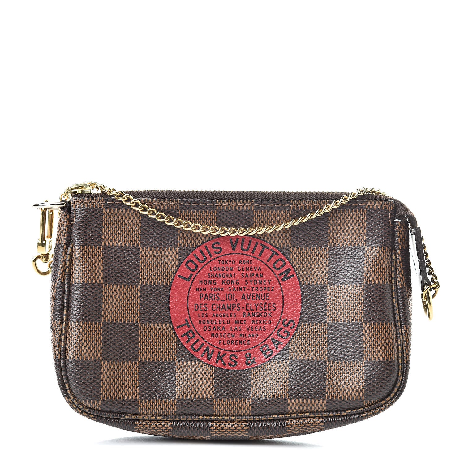Louis Vuitton Damier Ebene Complice Trunks and Bags Mini Pochette Accessories Red 1 of 9
