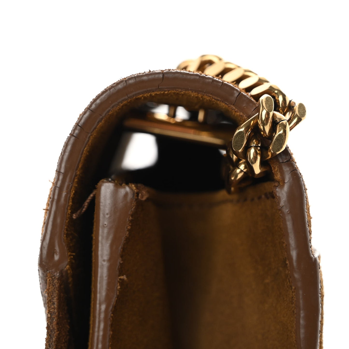Suede Fringe Baby Monogram Satchel Light Ocre