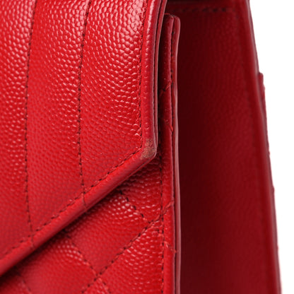 Saint Laurent Grain De Poudre Textured Mixed Matelasse Triquilt Medium Monogram Satchel New Red 9 of 10