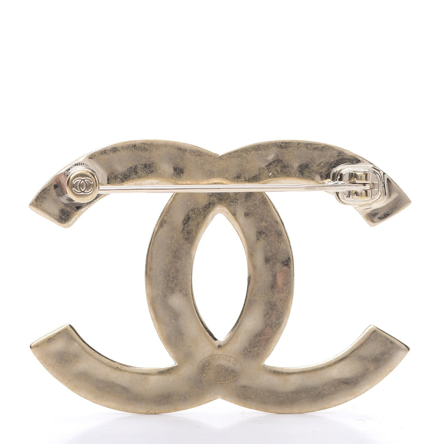 Metal CC Diamond Quilted Brooch Light Gold
