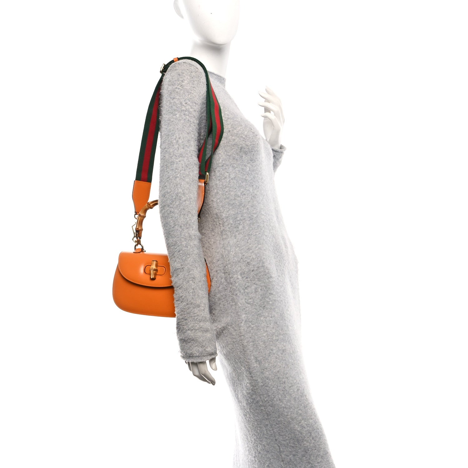 Gucci Boarded Dyana Lux Calfskin Web Small Bamboo 1947 Top Handle Bag Marigold Yellow 2 of 9