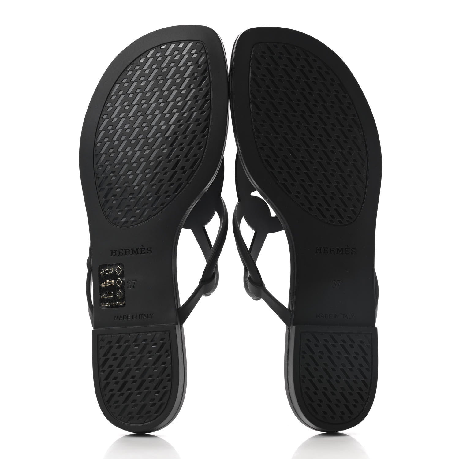 Hermes Rubber Womens Egerie Sandals 37 Black 5 of 8