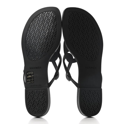 Hermes Rubber Womens Egerie Sandals 37 Black 5 of 8