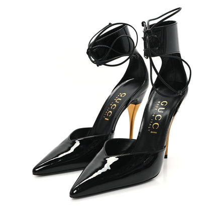 Gucci Vitello Vernice Soft Nappa Priscilla Ankle Cuff Pumps 41 Black 4 of 10