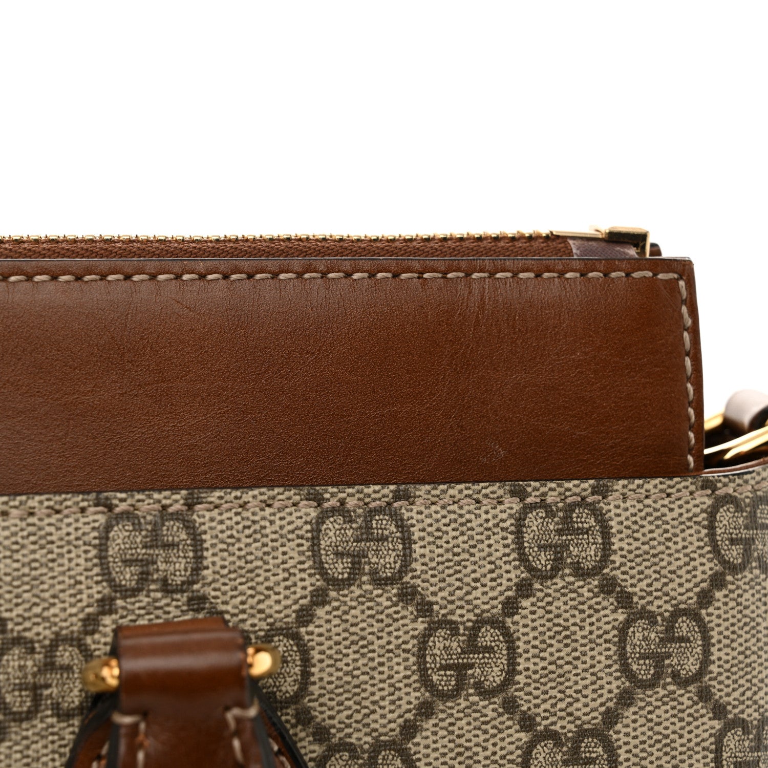 Gucci GG Supreme Monogram Small Zip Top Tote Beige Tuscany 14 of 17