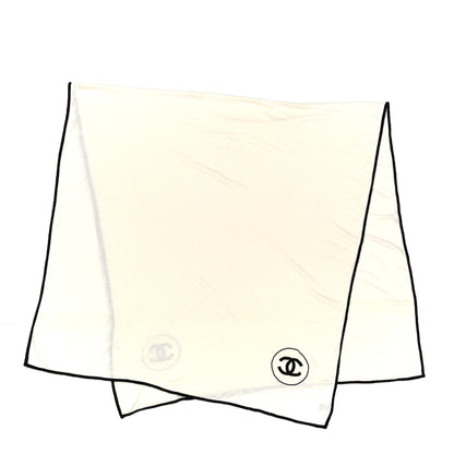 Chanel Cashmere Silk CC Stole Ivory Black 2 of 5