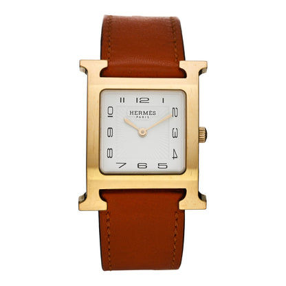 Hermes Stainless Steel Swift 26mm Heure H Hour Quartz Watch Orange 1 of 5