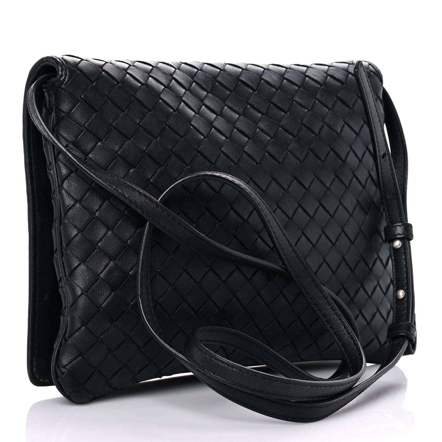 Bottega Veneta Nappa Intrecciato Crossbody Messenger Flap Black 3 of 17