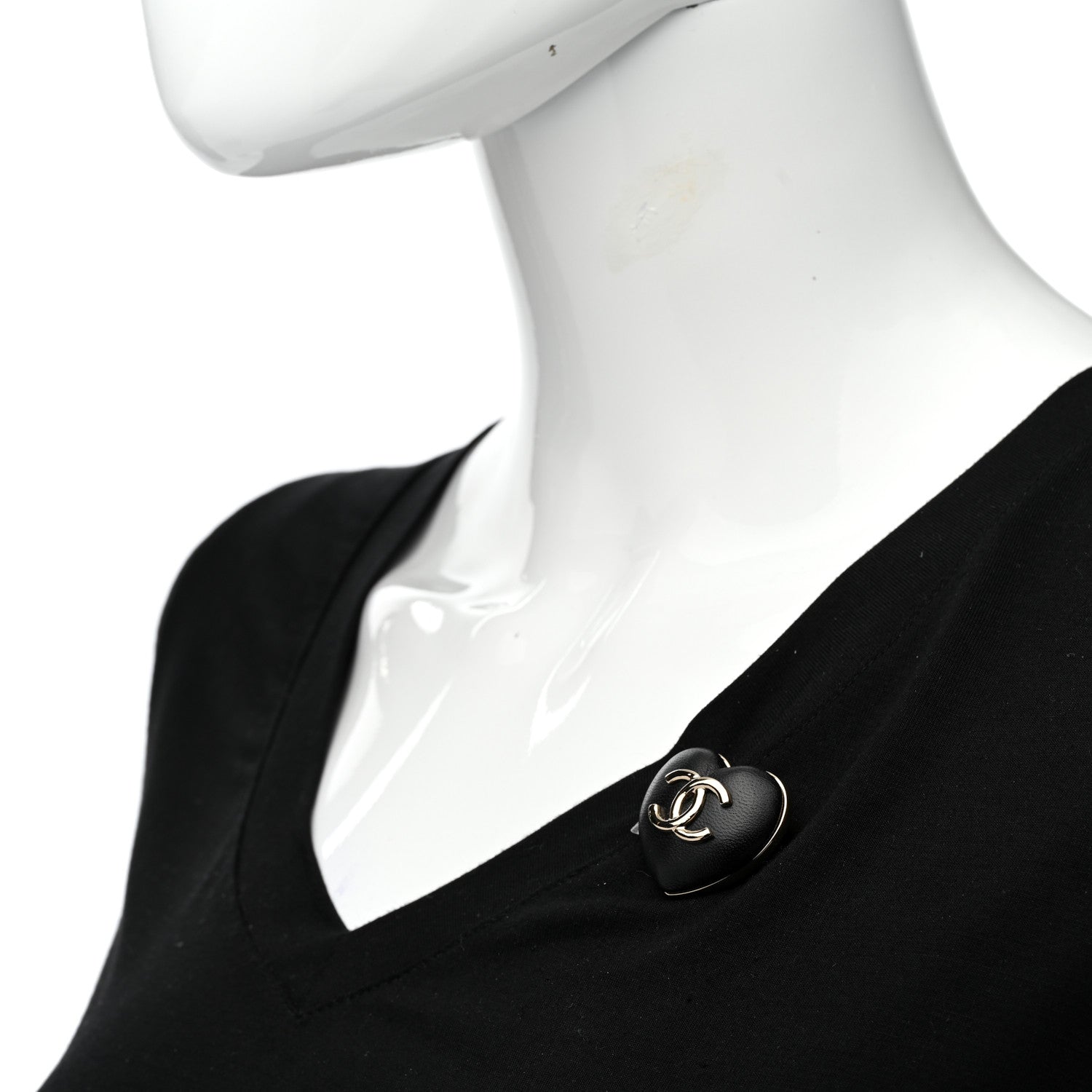 Chanel Lambskin CC Heart Brooch Gold Black 2 of 5