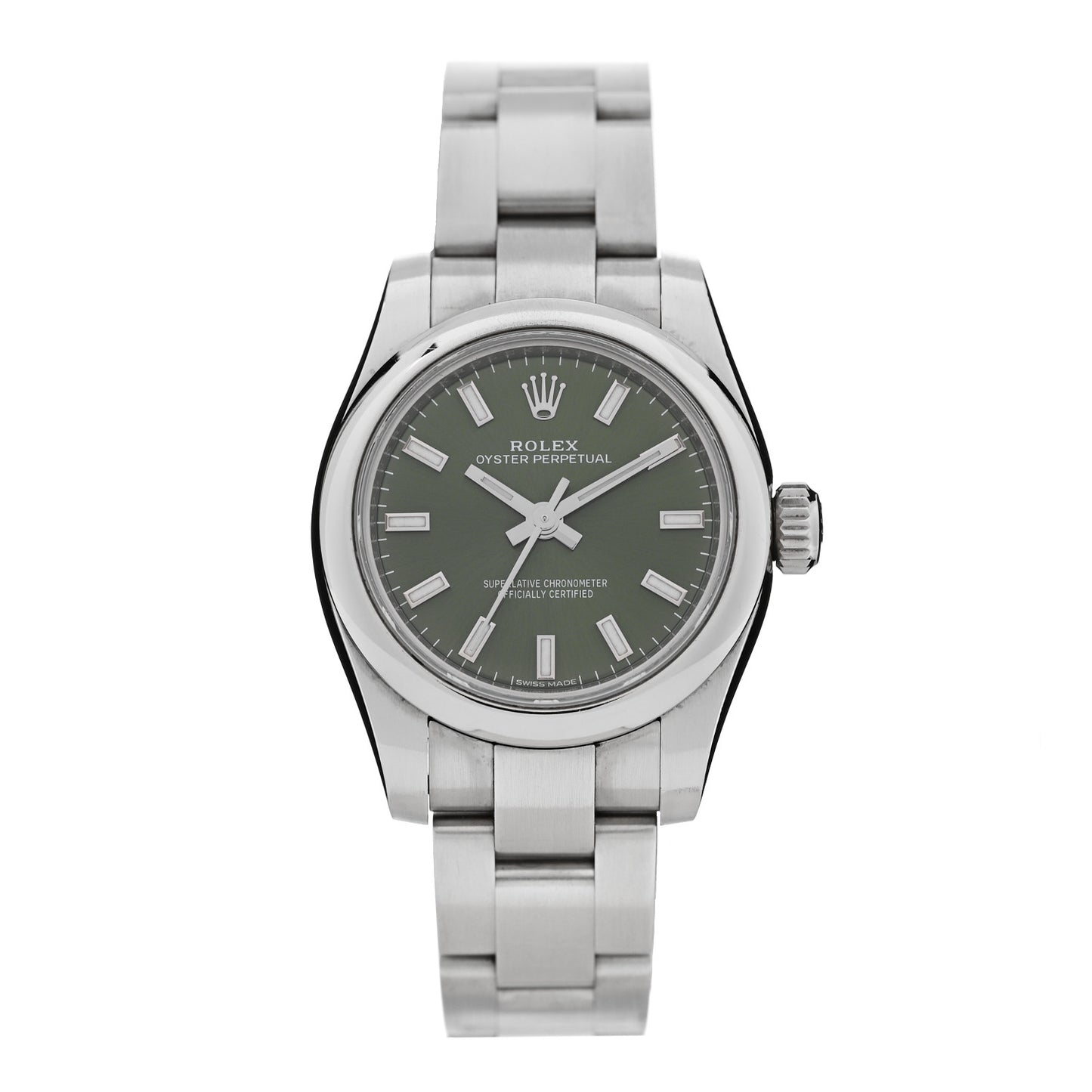 Stainless Steel 26mm Oyster Perpetual Watch Olive Green 176200