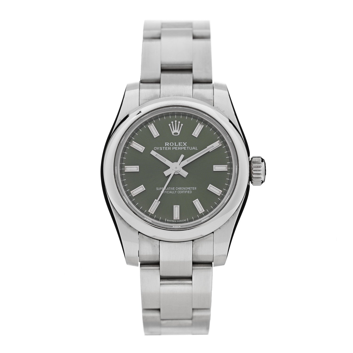 Rolex Stainless Steel 26mm Oyster Perpetual Watch Olive Green 176200 1 of 4