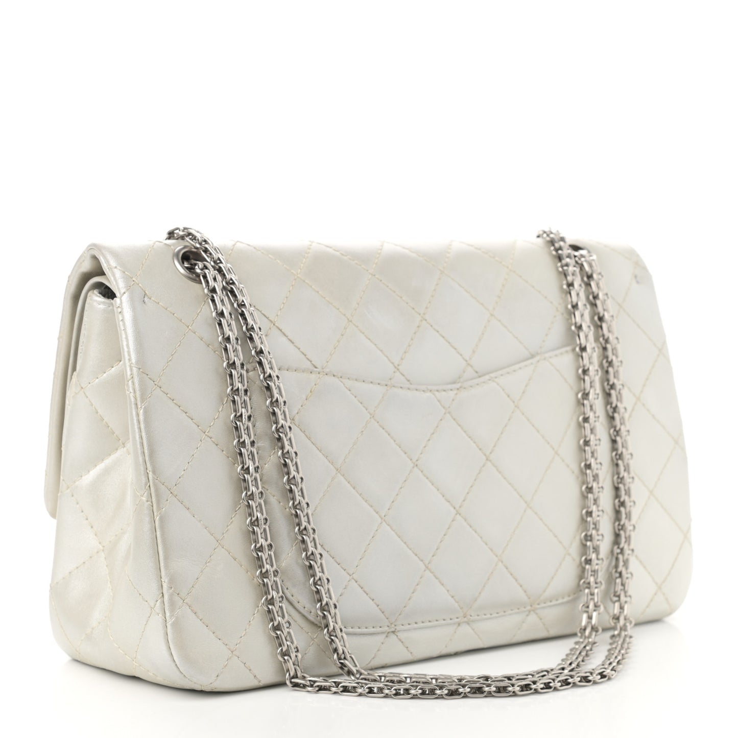 Metallic Lambskin Quilted 2.55 Reissue 227 Flap Silver