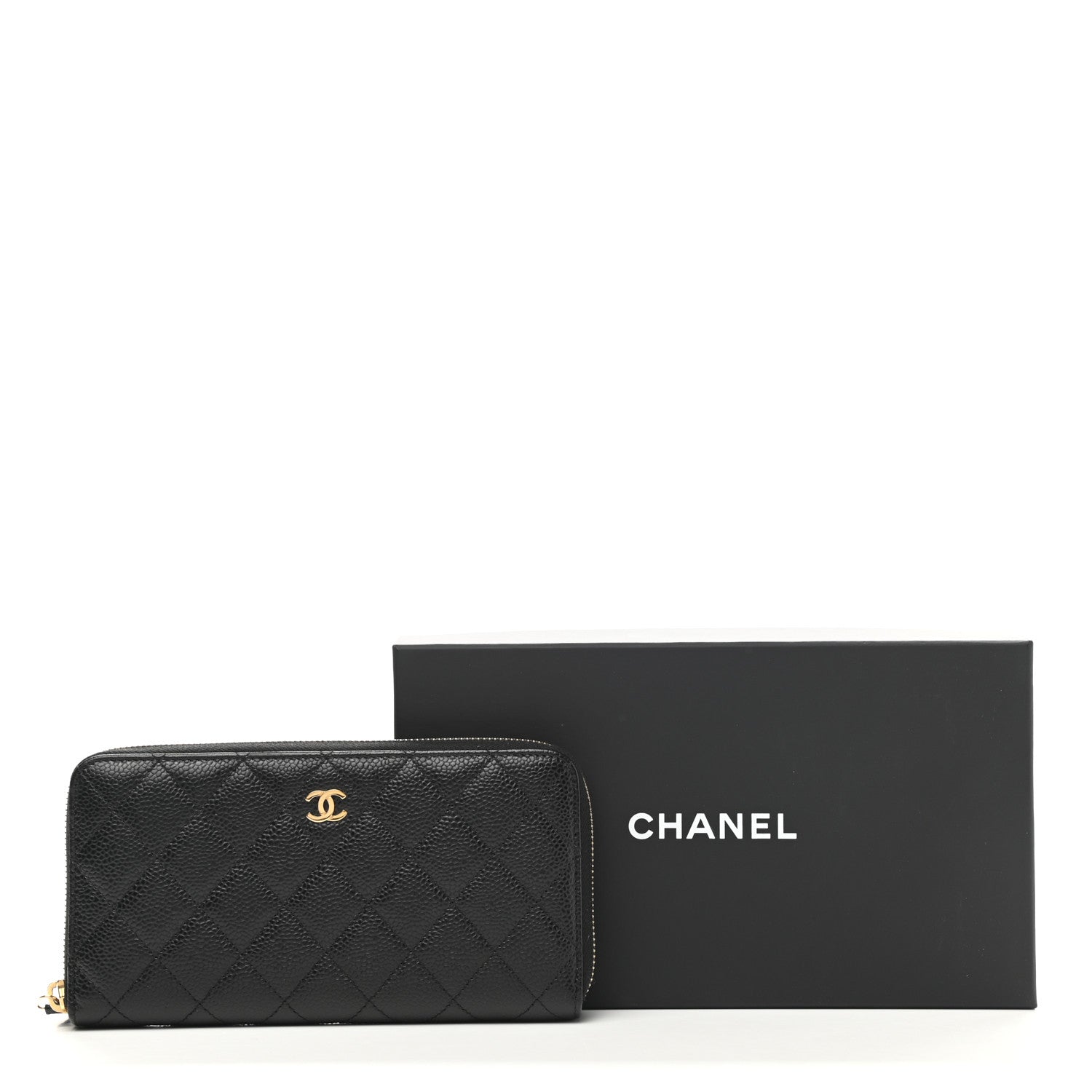 Chanel Caviar Quilted Large Gusset Zip Around Wallet Black 10 of 10