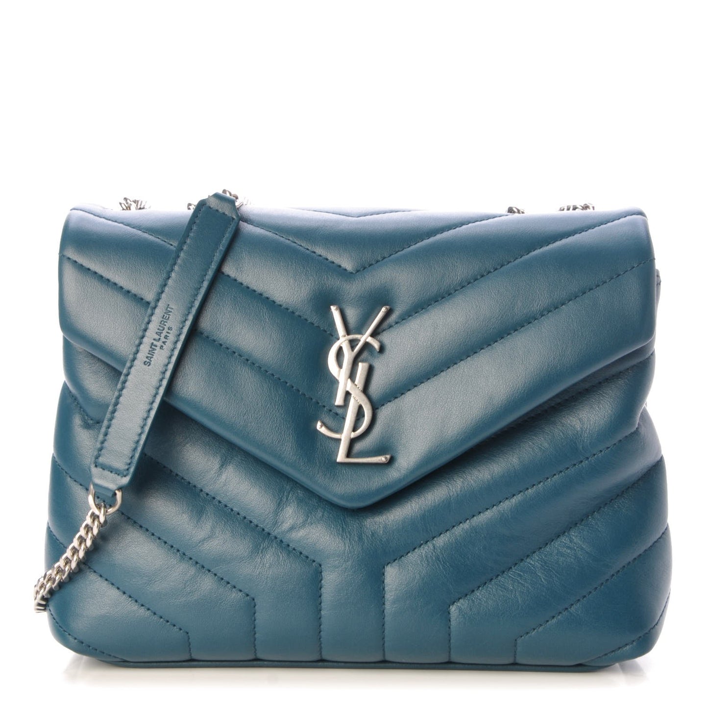 Calfskin Y Quilted Monogram Small Loulou Chain Satchel Green