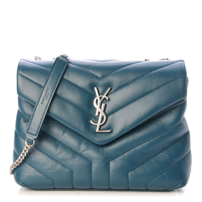 Saint Laurent Calfskin Y Quilted Monogram Small Loulou Chain Satchel Green 1 of 9