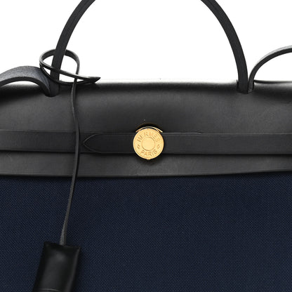 Hermes Military Toile Vache Hunter Herbag Zip PM 31 Black Bleu Indigo 9 of 13