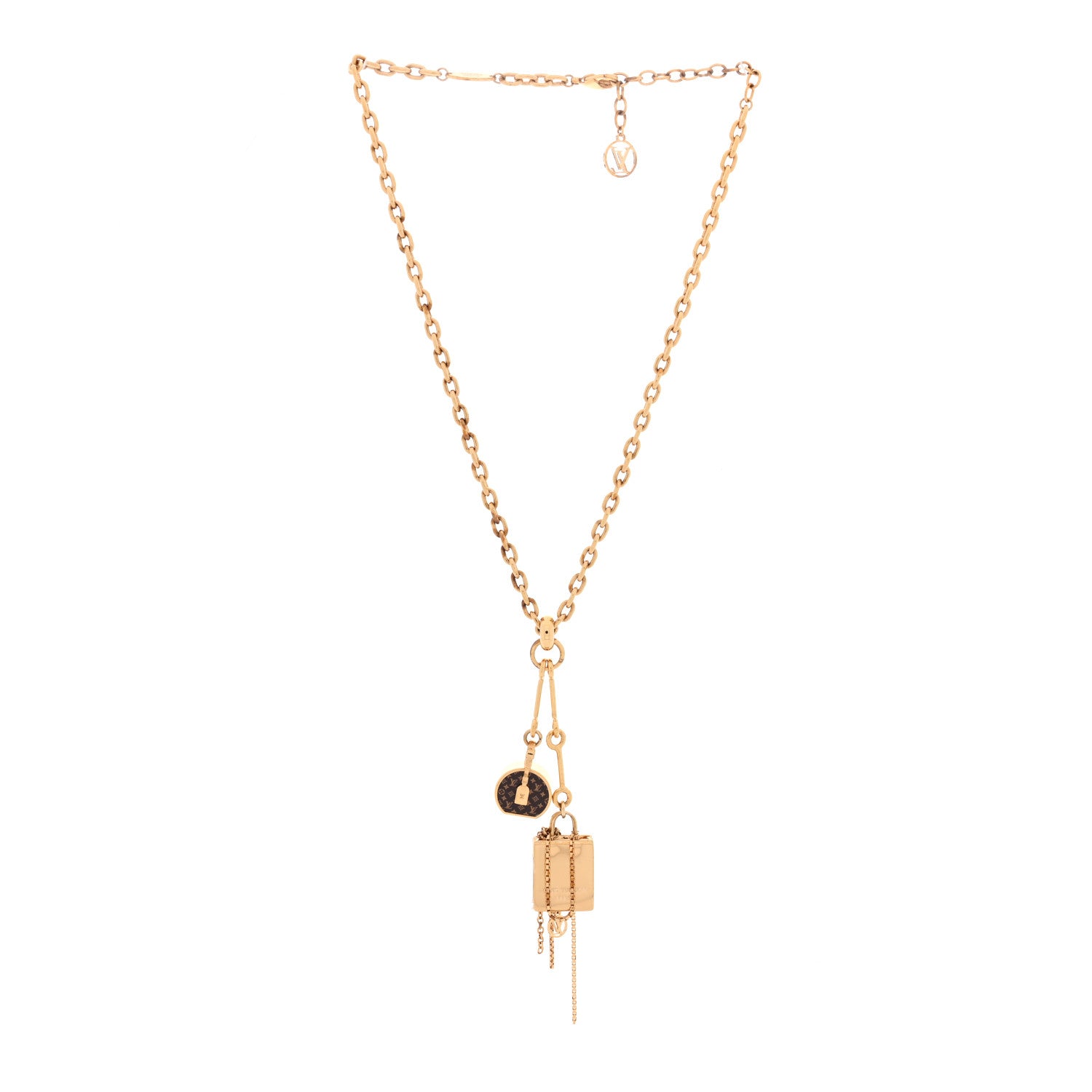 Louis Vuitton Metal Mini Boite Chapeau Pendant Necklace Gold 3 of 4