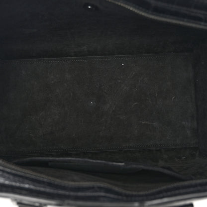 Saint Laurent Calfskin Crocodile Embossed Small Monogram Cabas Black 5 of 8
