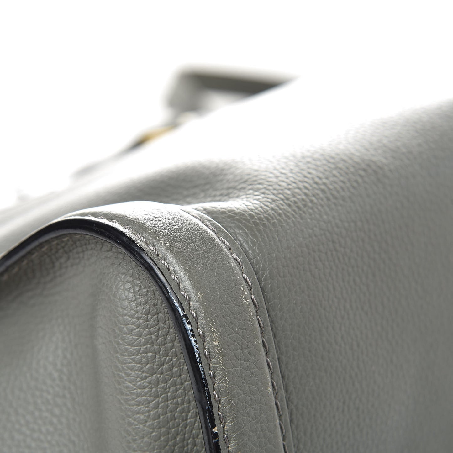 Pebbled Calfskin Small Skull Padlock Zip Around Tote Dark Grey