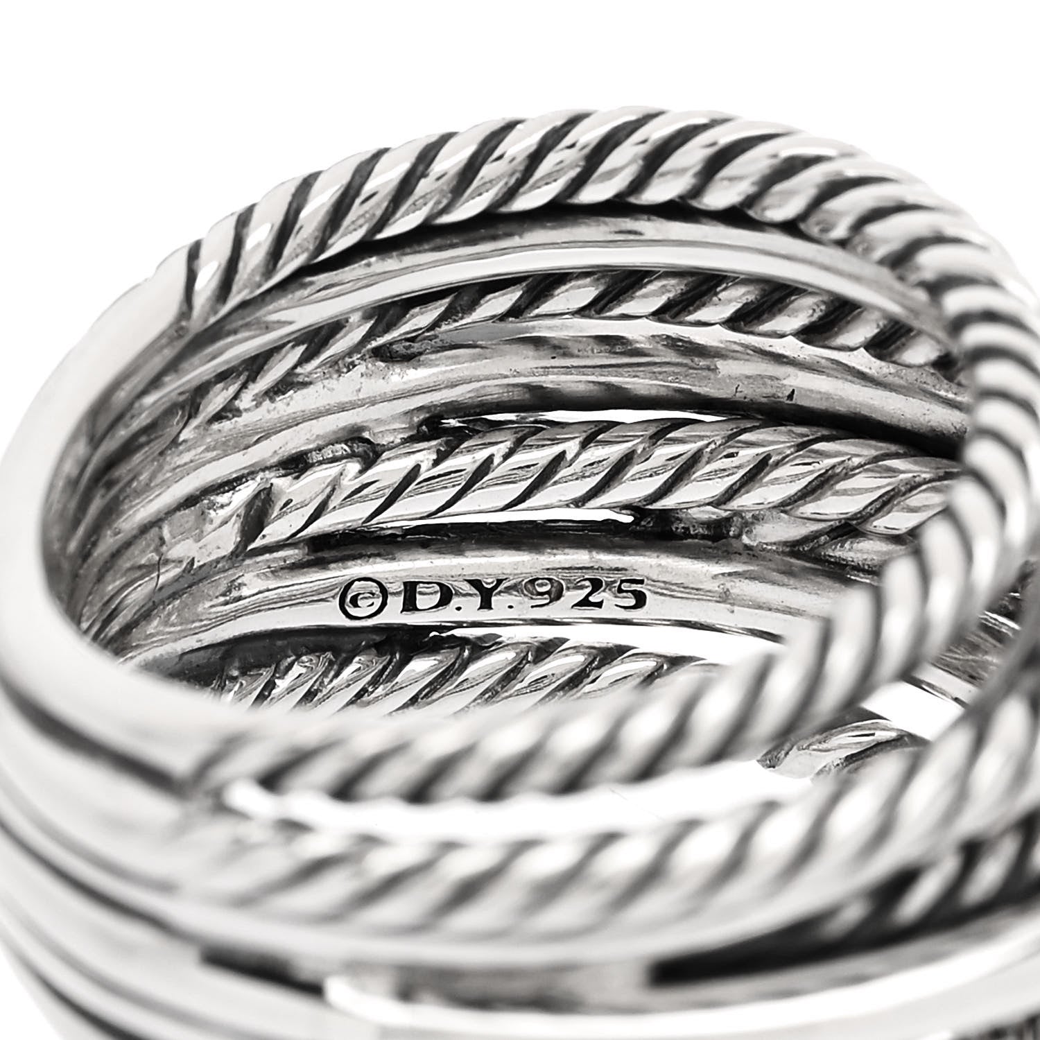 David Yurman Sterling Silver Diamond Triple X Crossover Ring 52 6 4 of 4